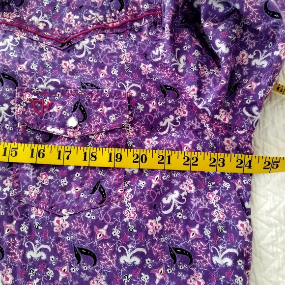 Cowgirl Hardware Purple Pearl Snap Button Down Long Sleeve Shirt Sz 2xl - Picture 6 of 7